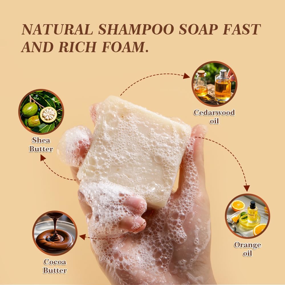SKIRIFINE Shampoo Bar for Men – Cedar Citrus Scent, Quick Lather, Travel-Ready 3.2oz