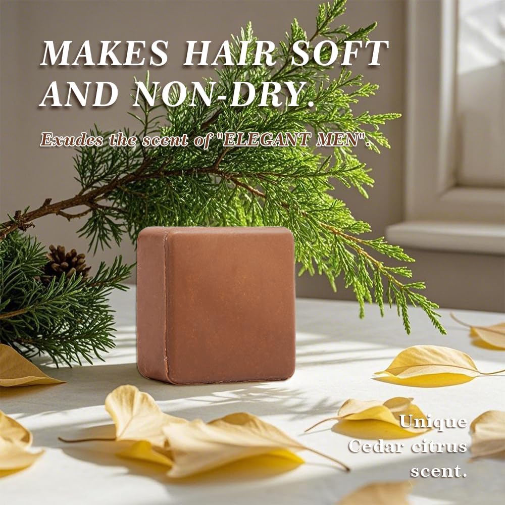 SKIRIFINE Shampoo Bar for Men – Cedar Citrus Scent, Quick Lather, Travel-Ready 3.2oz