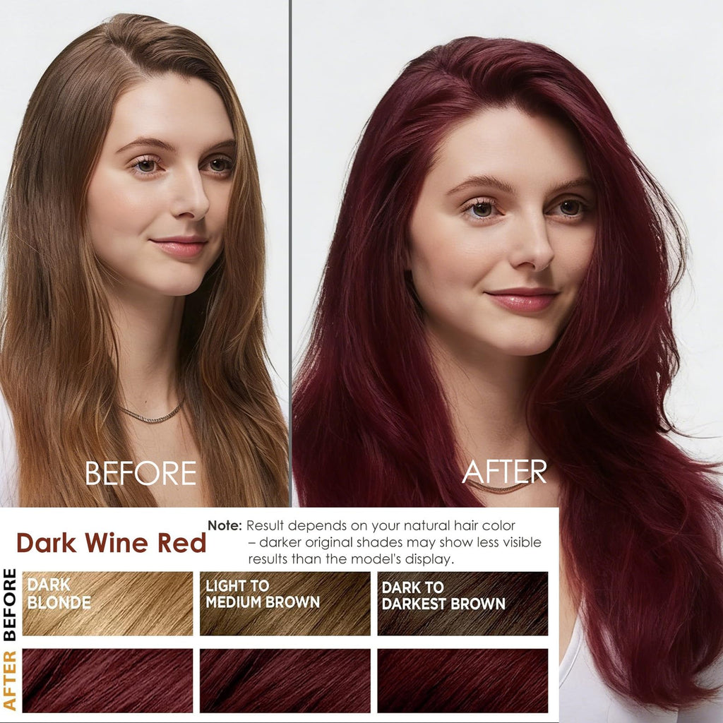 Sklight Hair Dye Shampoo 3-in-1 – Gray Coverage & Color Care | Dark Red Wine 16.9 fl oz