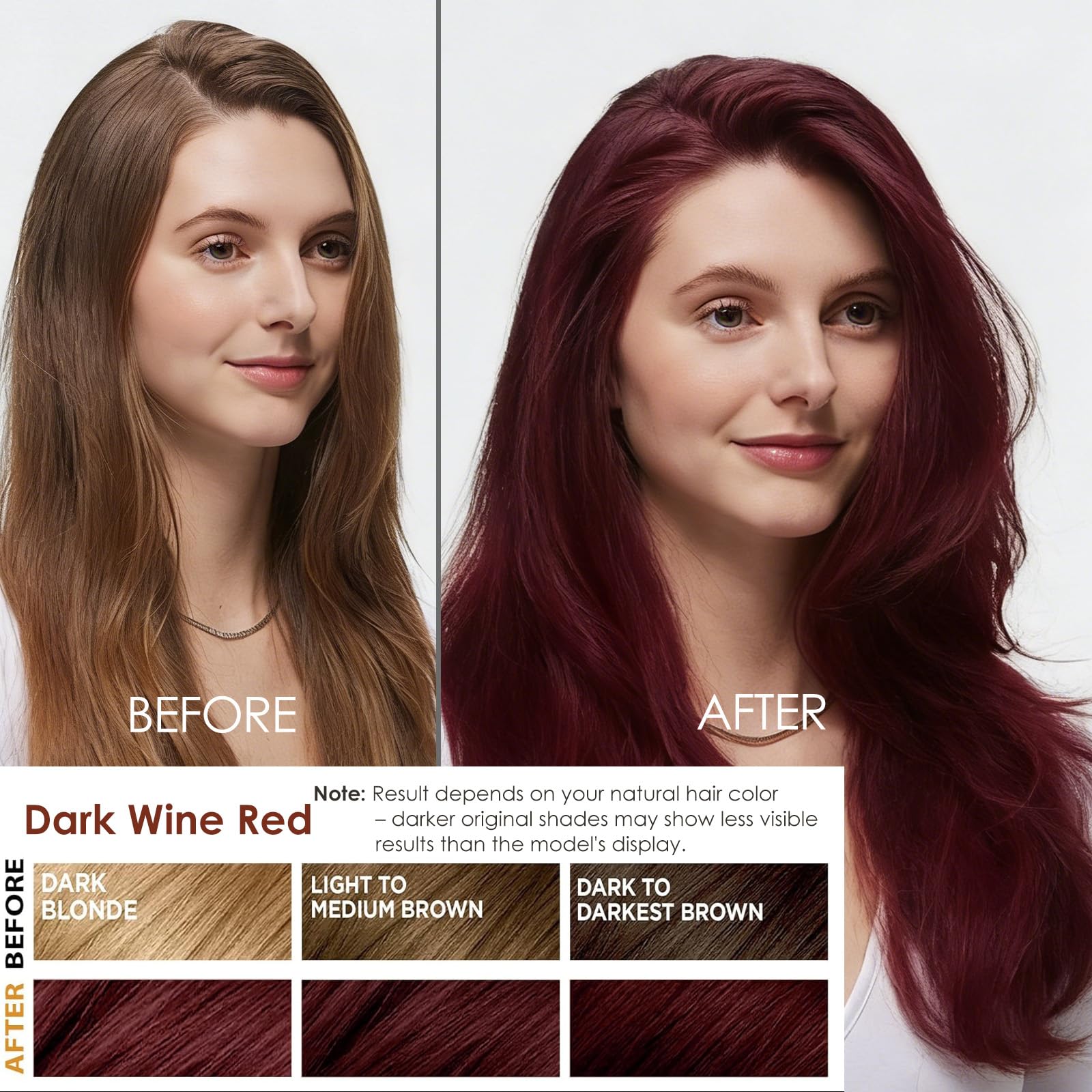 Sklight Hair Dye Shampoo 3-in-1 – Gray Coverage & Color Care | Dark Red Wine 16.9 fl oz