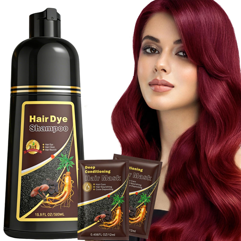 Sklight Hair Dye Shampoo 3-in-1 – Rich Wine Red Root-to-Tip Color, 16.9 fl oz