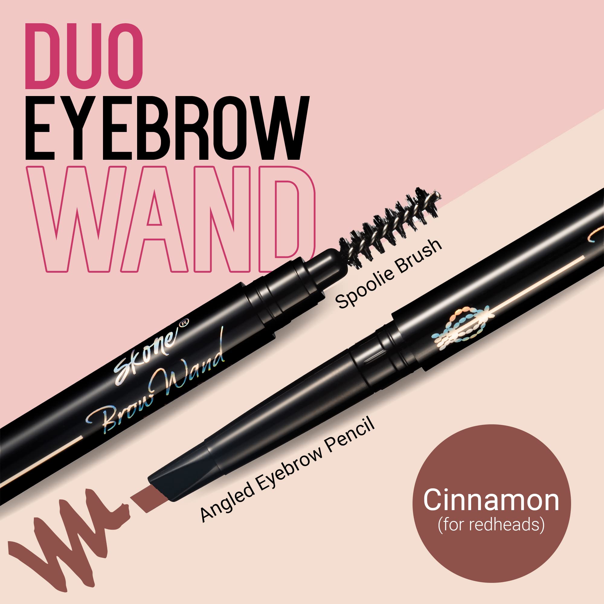 Skone Brow Wand Original: Waterproof Dual-Sided Eyebrow Pencil in Cinnamon for Redheads
