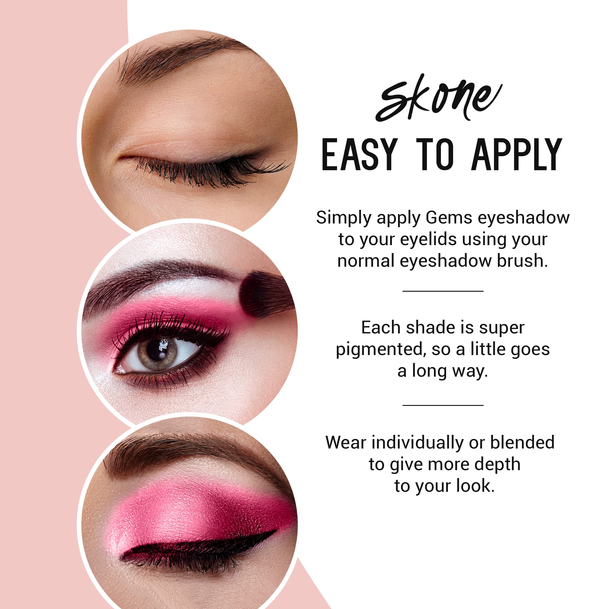 Skone Gems Eye Shadow – Highly Pigmented, Long-Wear, Pro Blendable Shimmer (Strawberries)