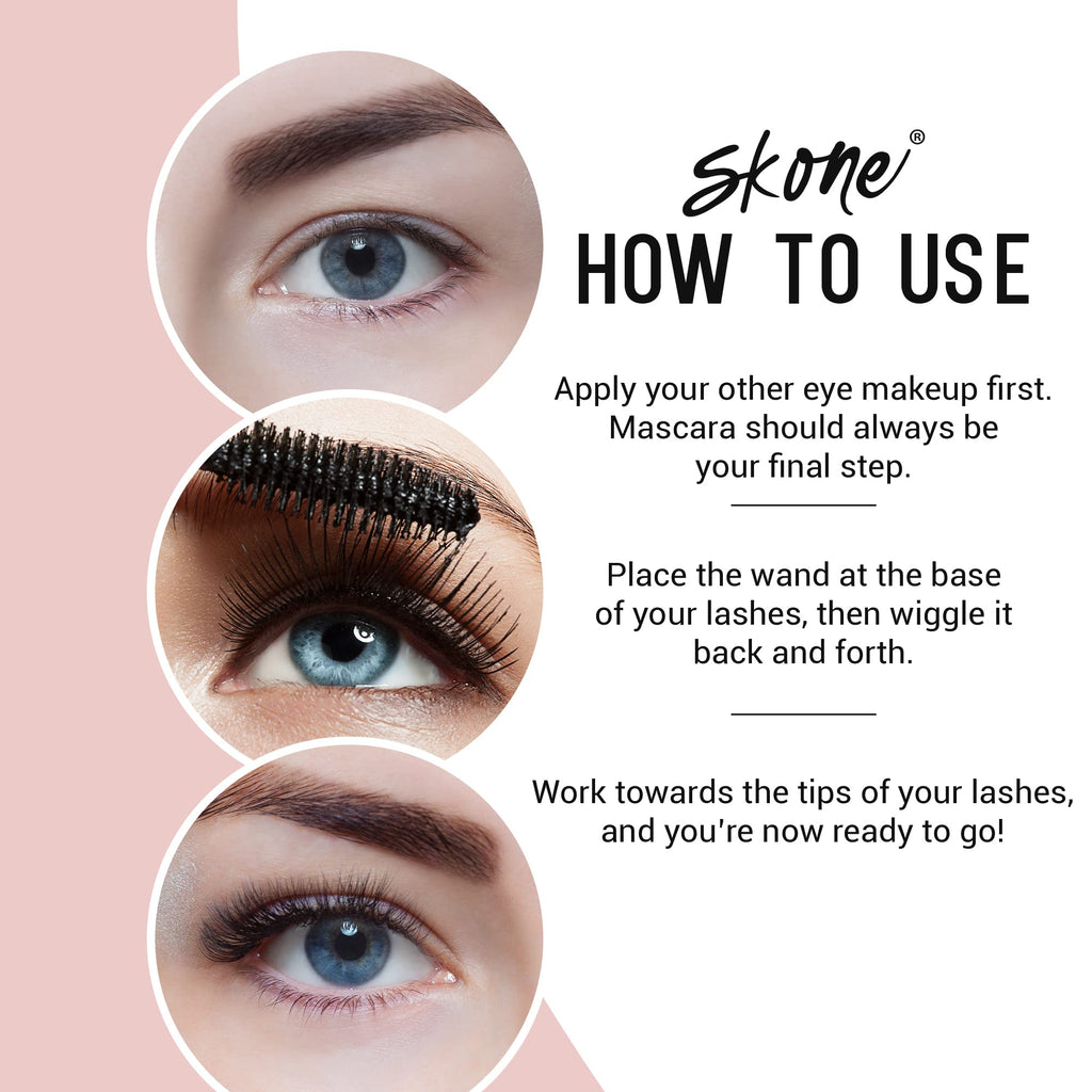 Skone Luxe Waterproof Mascara – Insanely Intense Black, Smudge-Proof & Long-Lasting