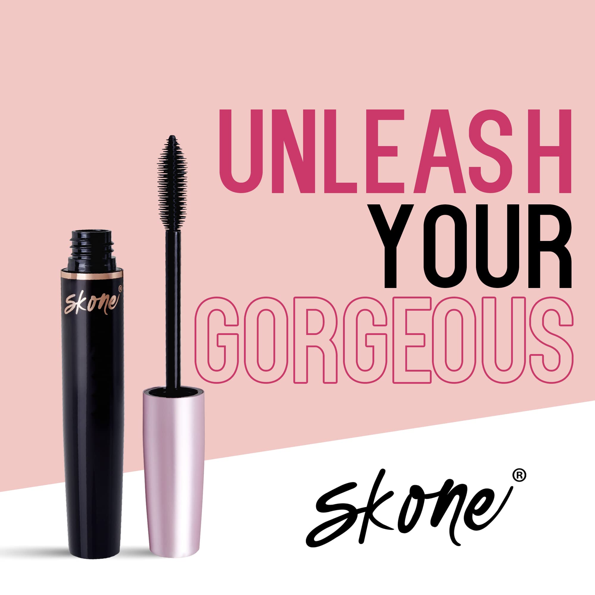 Skone Luxe Waterproof Mascara – Insanely Intense Black, Smudge-Proof & Long-Lasting
