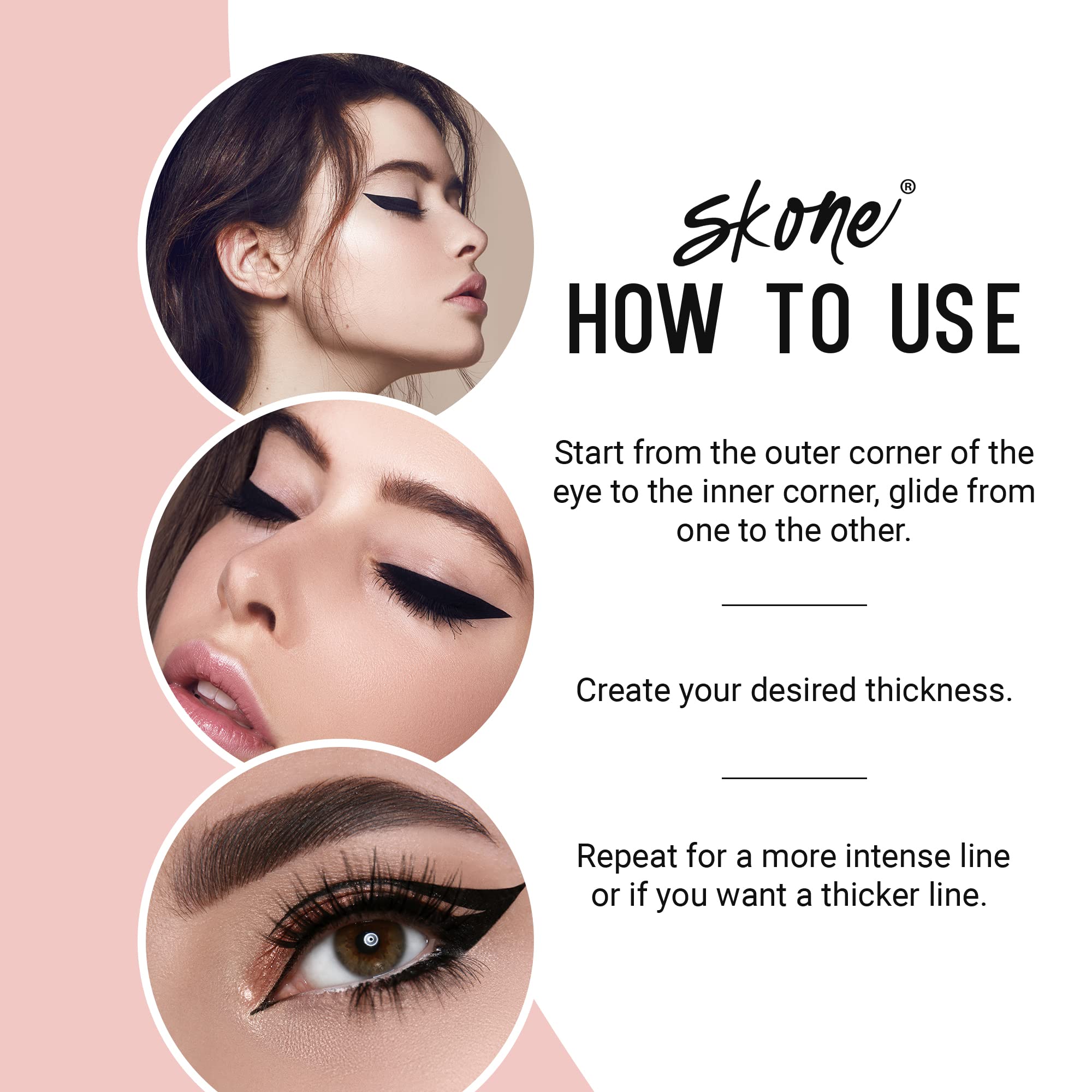 Skone Waterproof Liquid Eyeliner – Long-Lasting, Smudge-Proof Jet Black with Felt Tip