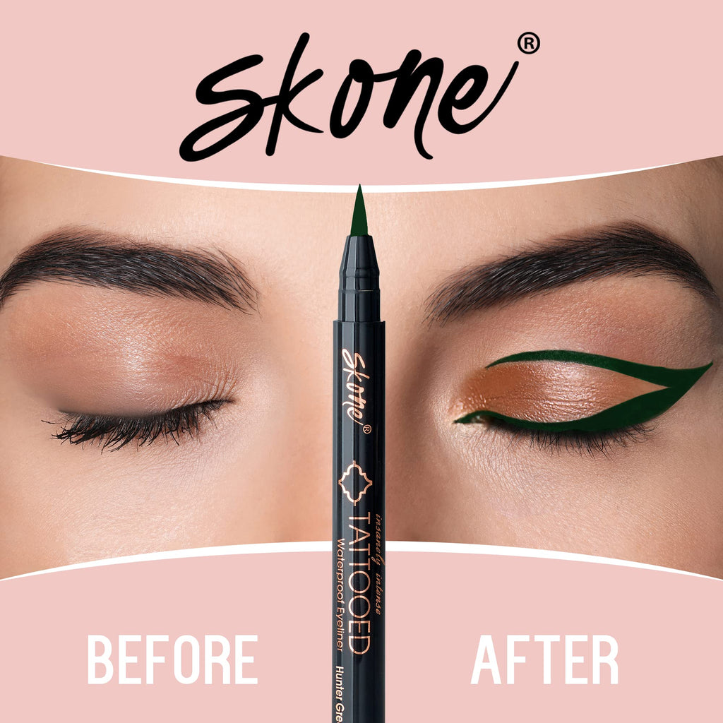 Skone Insanely Intense Tattooed Eyeliner Pen – Hunter Green, Waterproof & Smudge-Proof (0.07 oz)