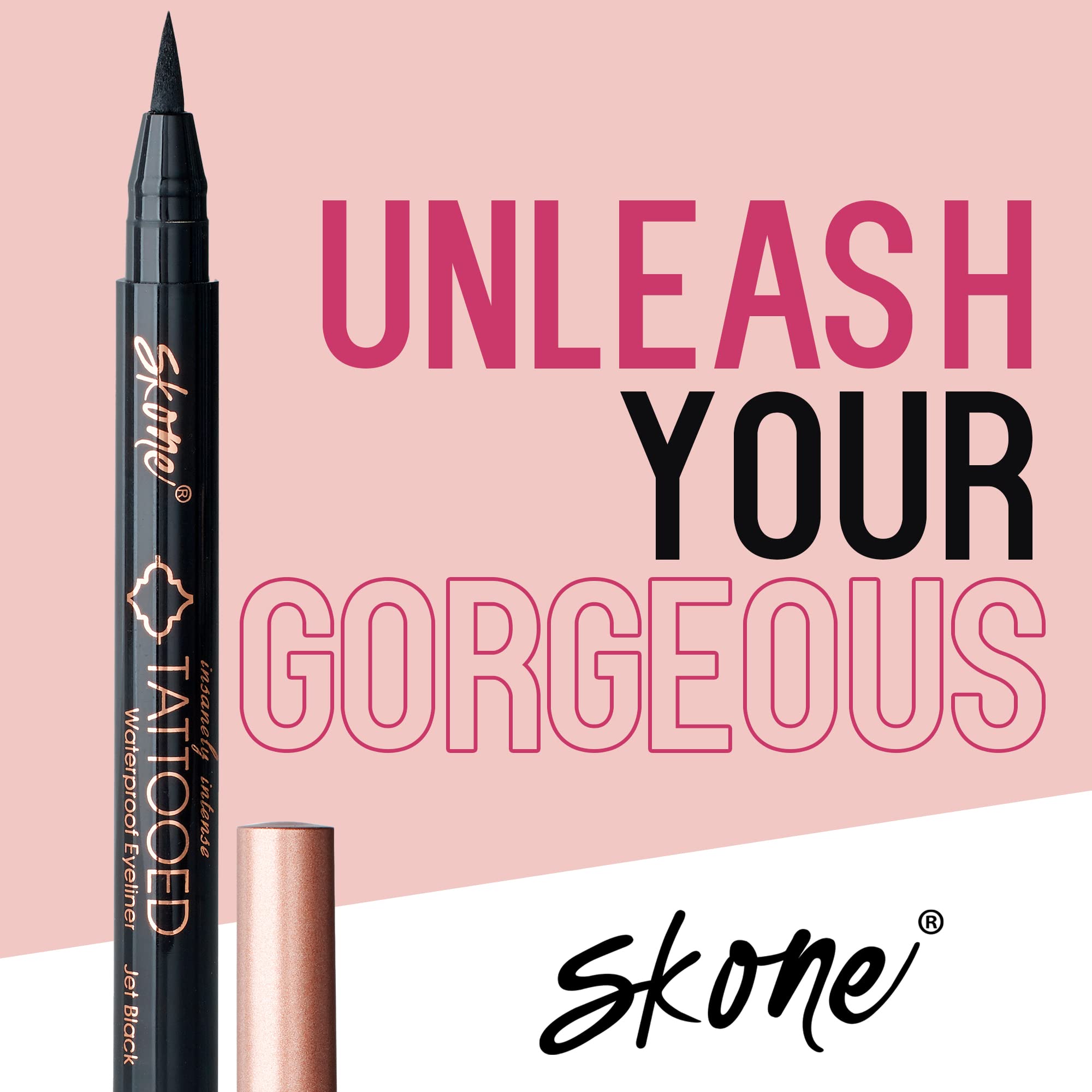 Skone Waterproof Liquid Eyeliner – Long-Lasting, Smudge-Proof Jet Black with Felt Tip