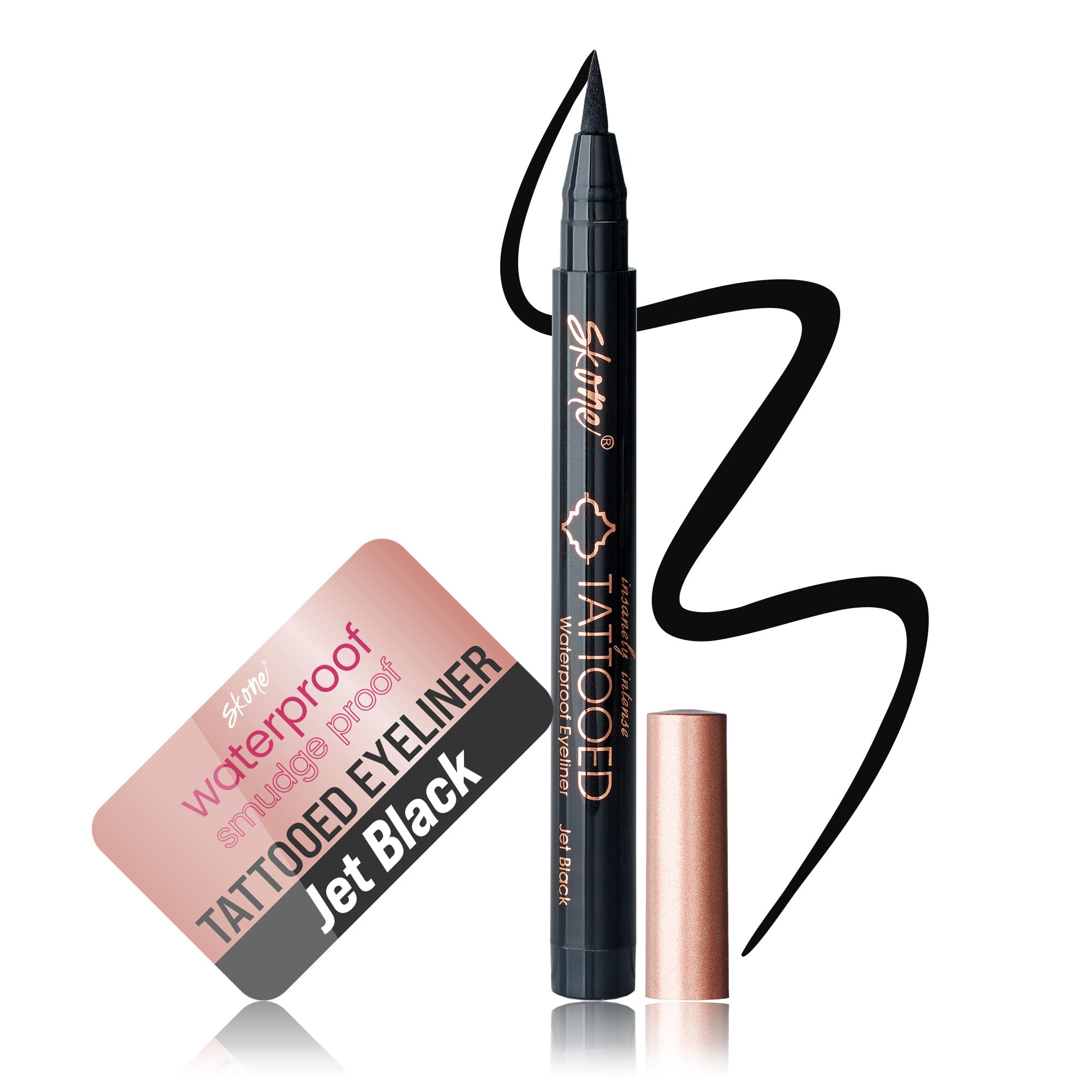 Skone Waterproof Liquid Eyeliner – Long-Lasting, Smudge-Proof Jet Black with Felt Tip
