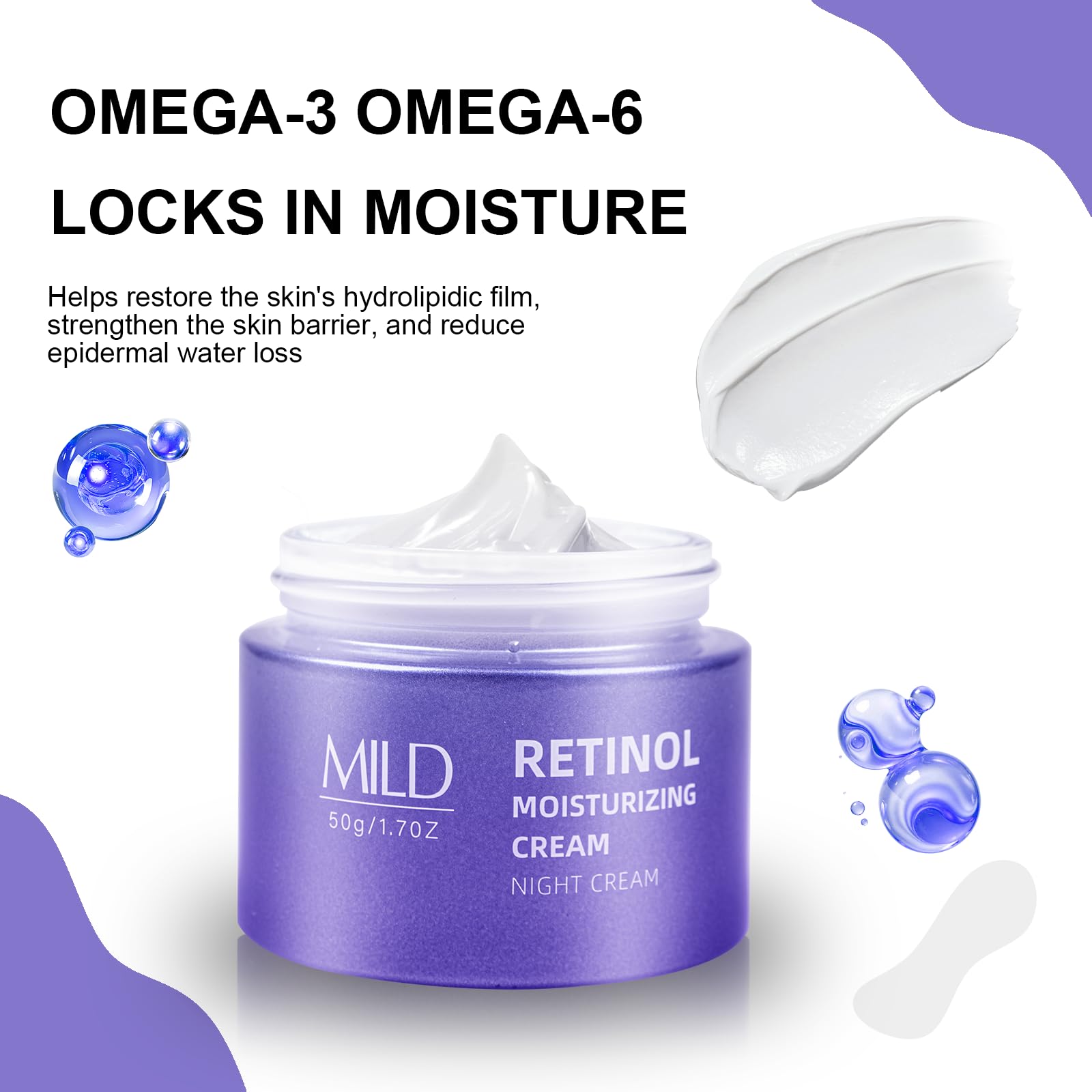 SKSOYT Retinol & Hyaluronic Night Cream – Anti-Aging Moisturizer, 1.7 oz