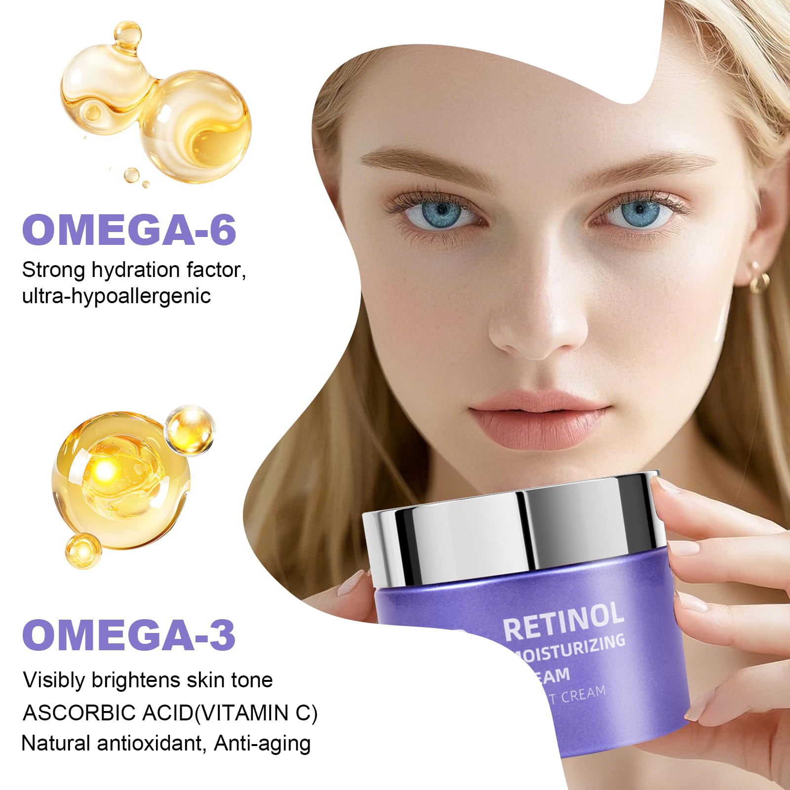 SKSOYT Retinol & Hyaluronic Night Cream – Anti-Aging Moisturizer, 1.7 oz