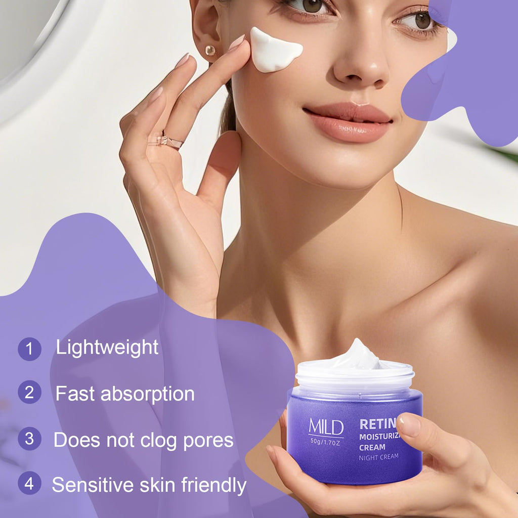 SKSOYT Retinol & Hyaluronic Night Cream – Anti-Aging Moisturizer, 1.7 oz