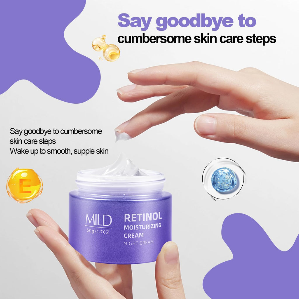 SKSOYT Retinol & Hyaluronic Night Cream – Anti-Aging Moisturizer, 1.7 oz
