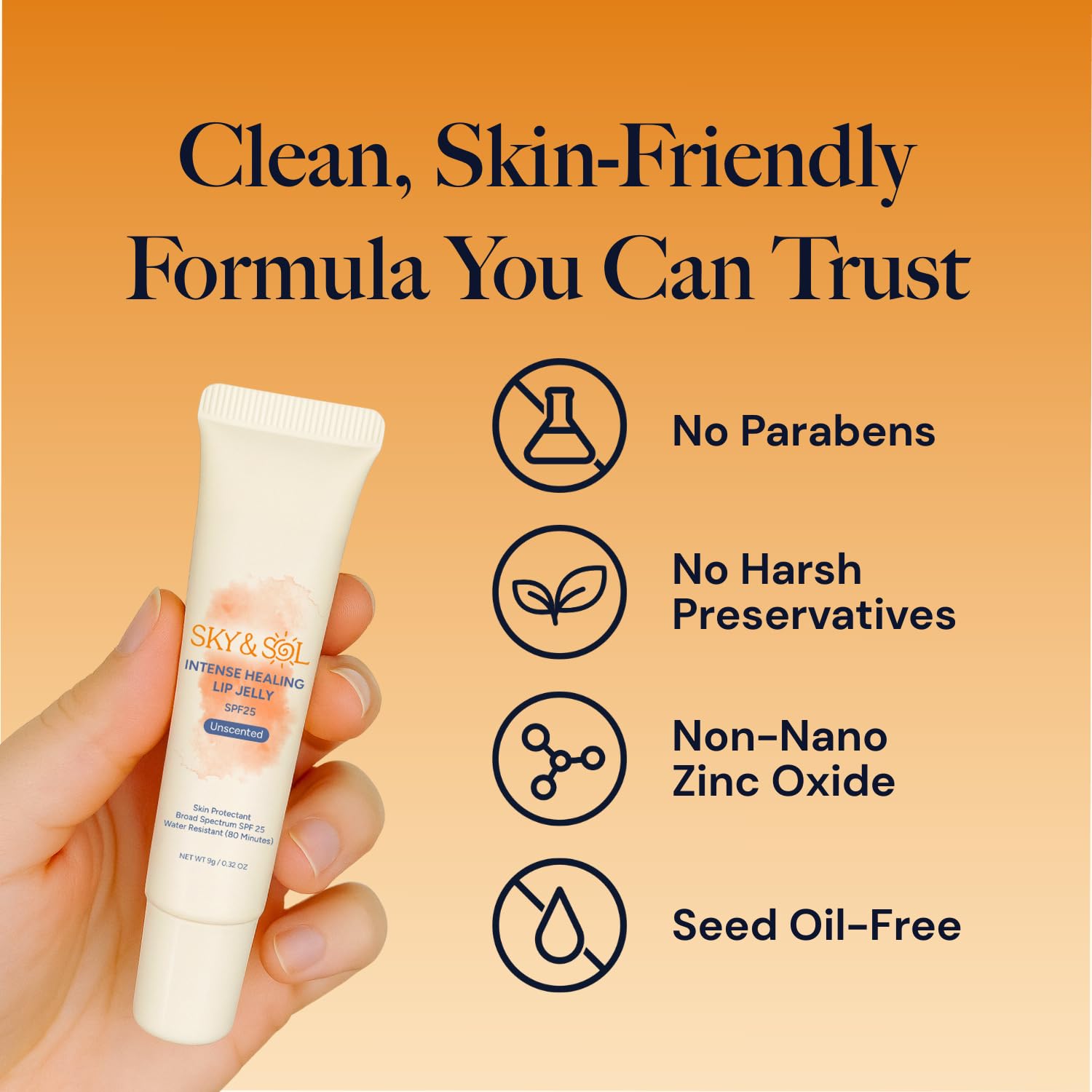 Sky & Sol Lip Balm SPF 25 — 3-Pack Hydrating Lip Jelly with Primer and Water-Resistant Sun Protection