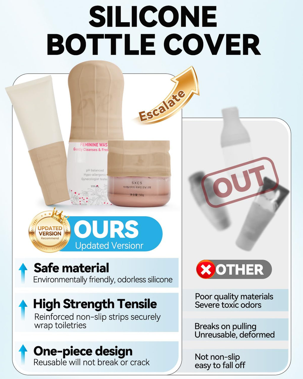 Skyconser 16-Pack Silicone Bottle Covers | Leak-Proof Travel Sleeves