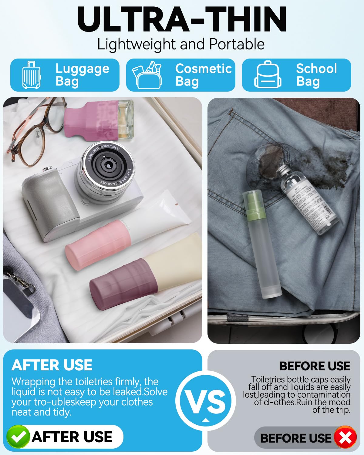 Skyconser 16-Pack Silicone Bottle Covers – Leak-Proof Travel Accessories