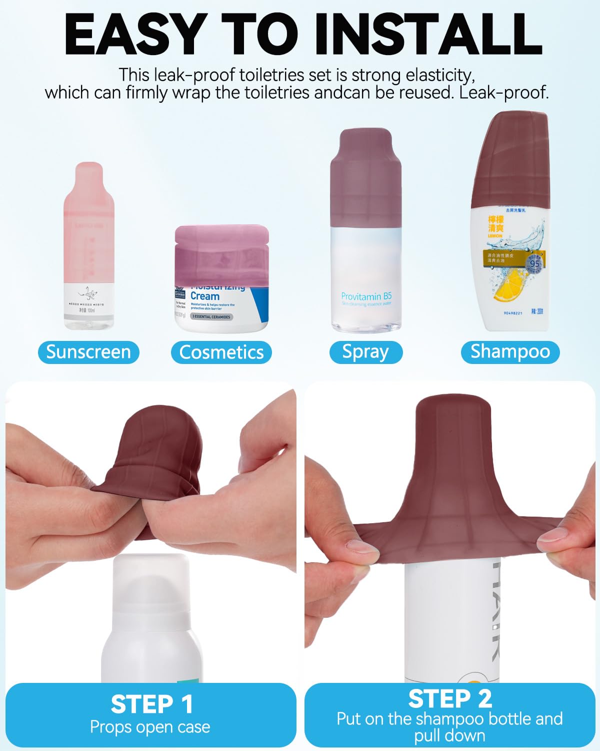 Skyconser 16-Pack Silicone Bottle Covers – Leak-Proof Travel Accessories