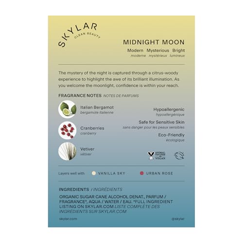 Skylar Midnight Moon Eau de Parfum – Hypoallergenic, Clean, Vegan for Sensitive Skin – 50mL