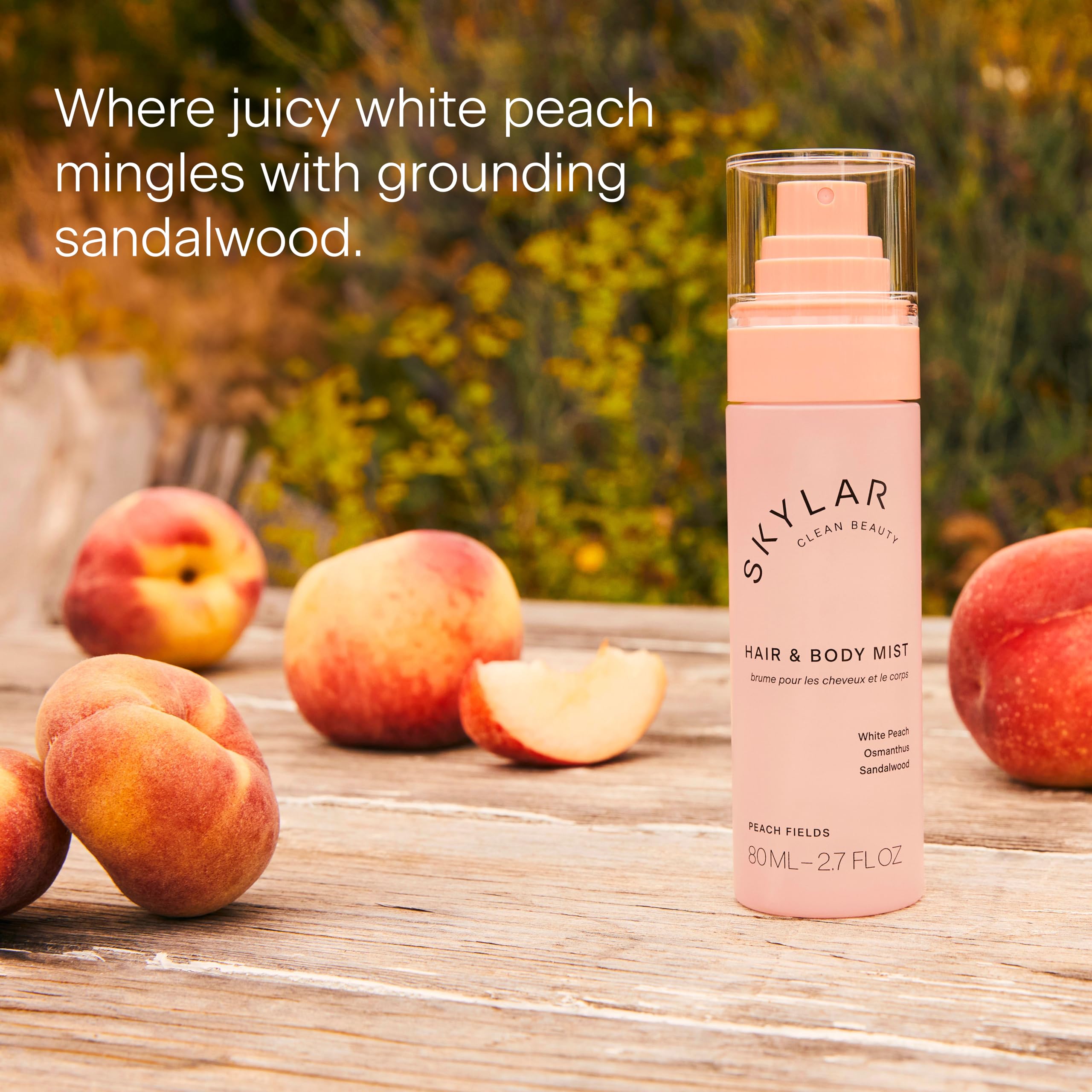 Skylar Peach Fields Hair & Body Mist – Hypoallergenic, Clean Fragrance | Vegan & Cruelty-Free | 80 ml