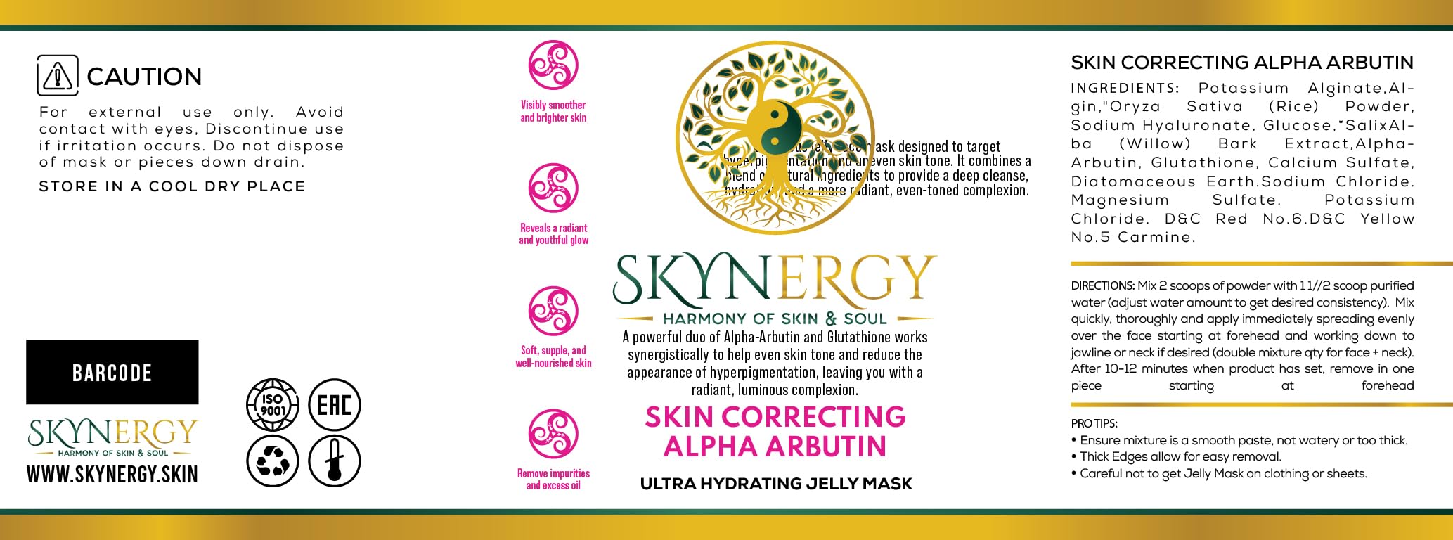 SKYNERGY Skin Correcting Alpha Arbutin Jelly Mask – Deep Hydration & Radiance (30 oz)