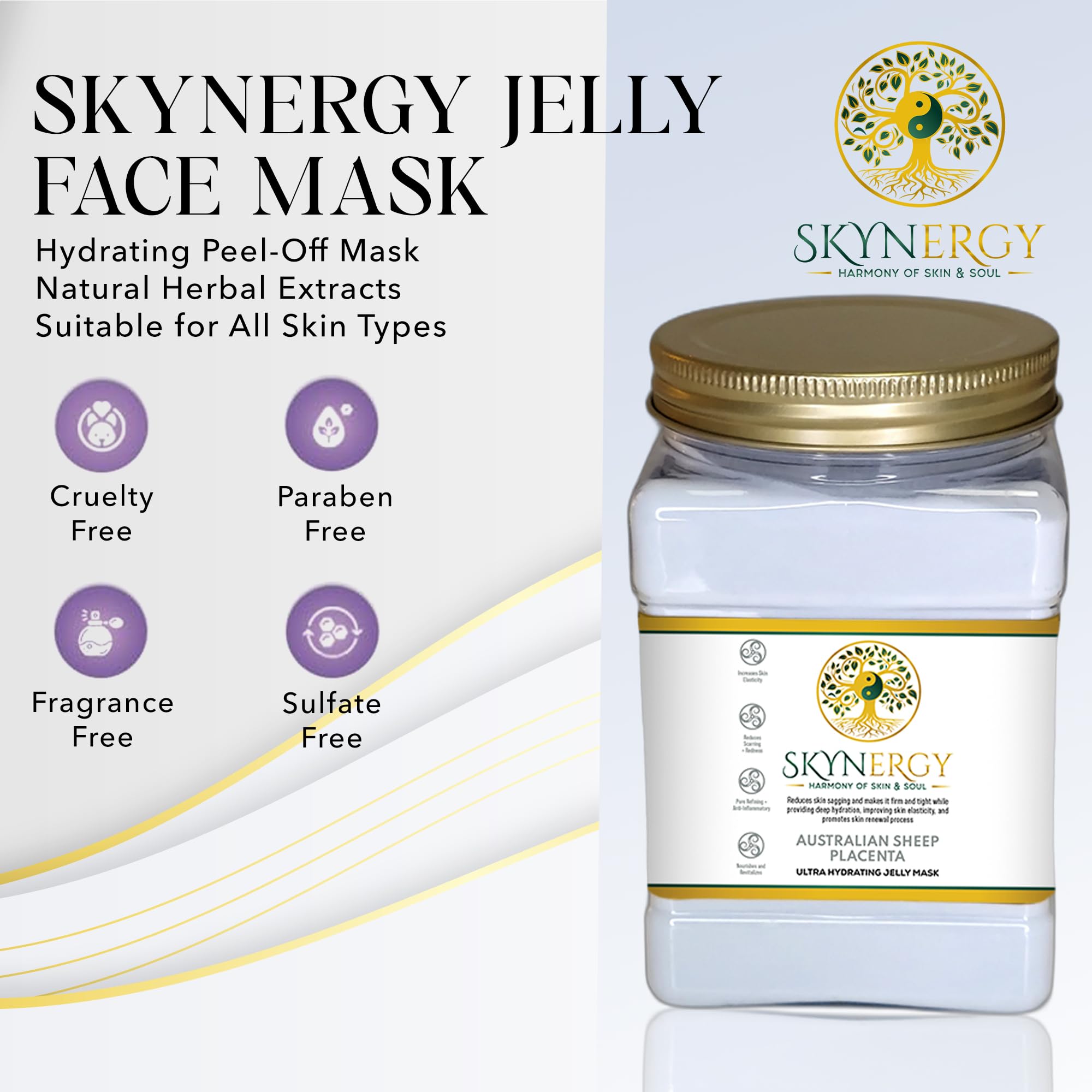 SKYNERGY Australian Sheep Placenta Jelly Mask – Hydration & Glow, All Skin Types (12 Applications)