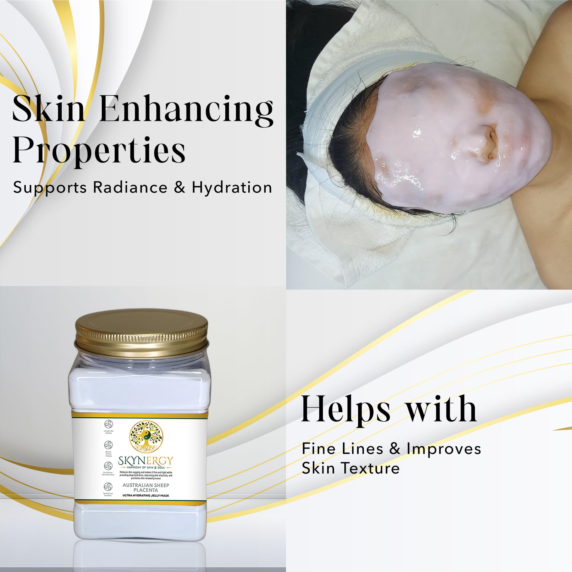 SKYNERGY Australian Sheep Placenta Jelly Mask – Hydration & Glow, All Skin Types (12 Applications)