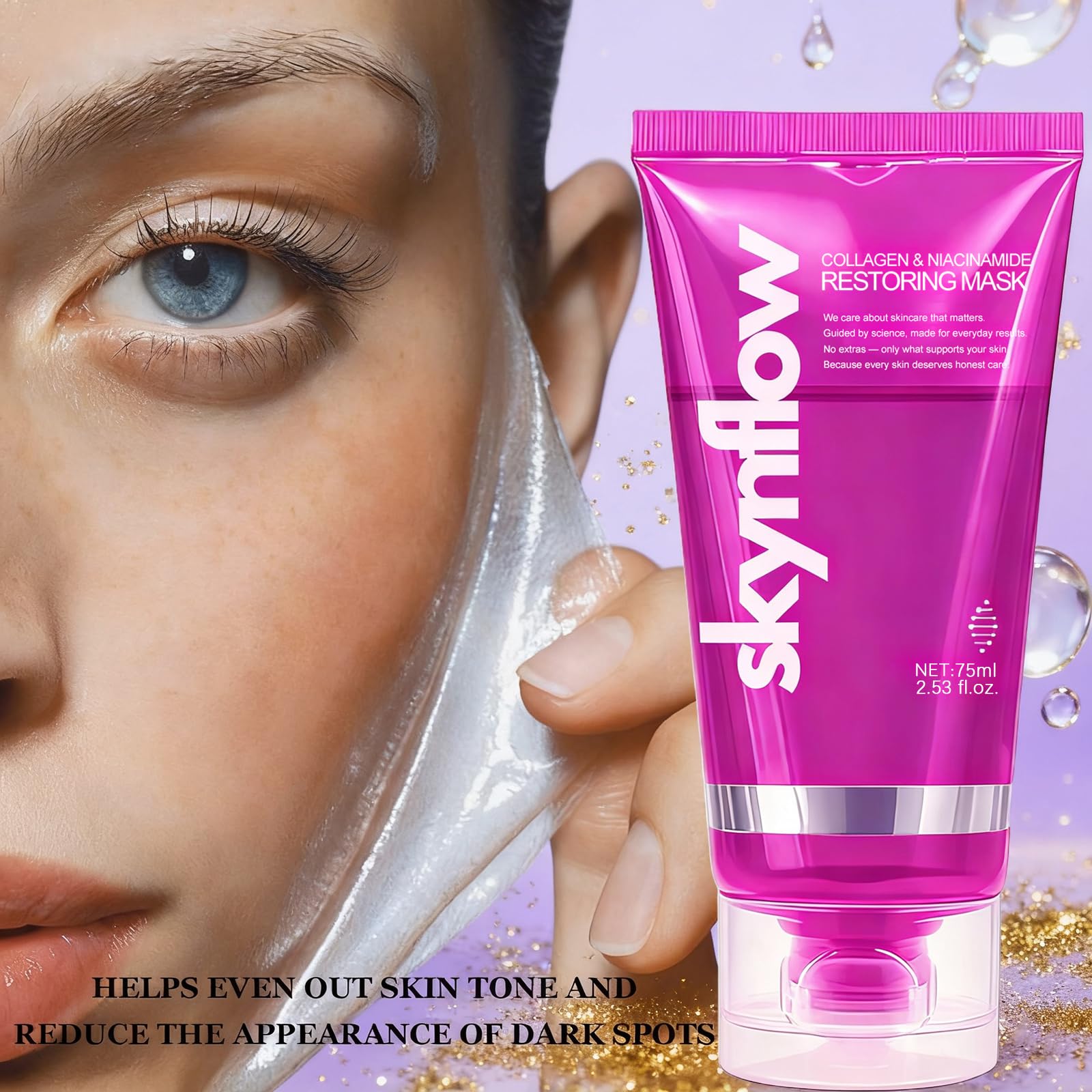 Skynflow Collagen Mask - Overnight Peel-Off Gel for Hydration, Elasticity & Firmness