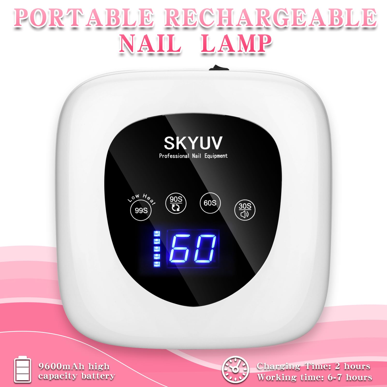 SKYUV Rechargeable UV LED Nail Lamp – Cordless Gel Dryer with 4 Timers