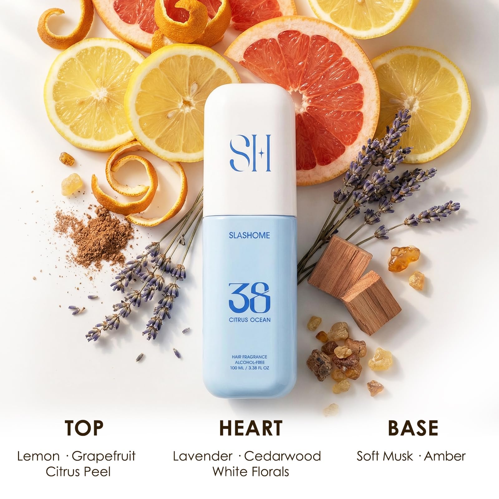 Slashome Hair Perfume Citrus Ocean – Alcohol-Free, Long-Lasting Refresh for Hair, Body & Fabric (100ml)