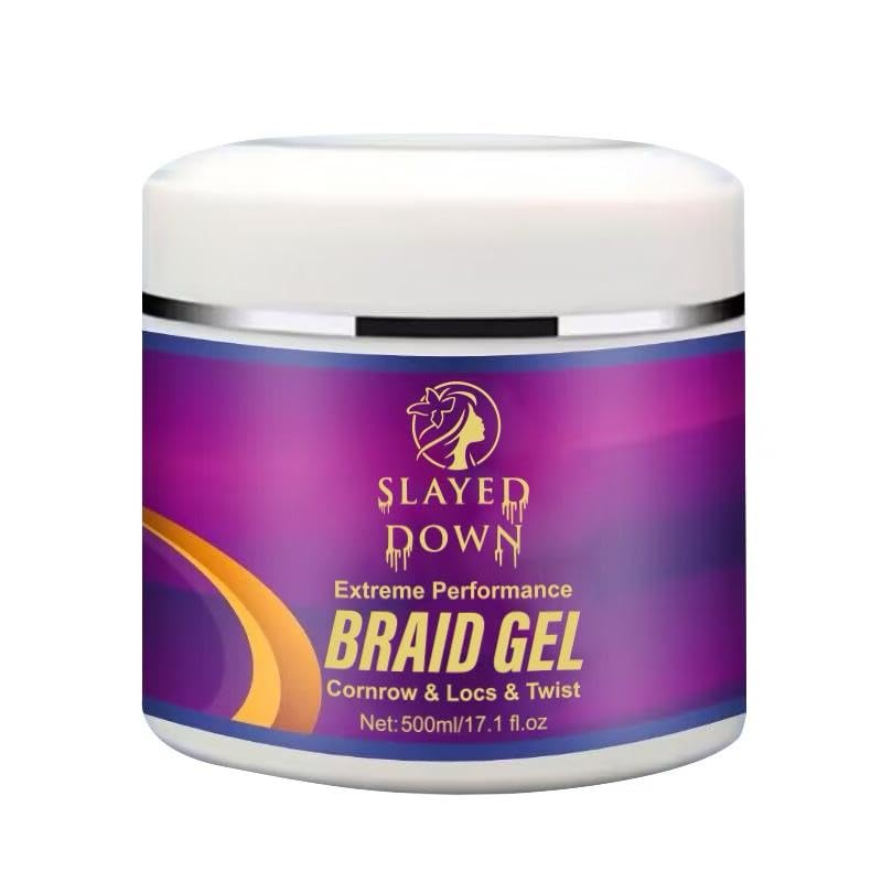 SLAYED DOWN Extreme All Day Hold Braid Gel | No-Flake Edge Control for Braids, Twists & Locs (17.1oz)