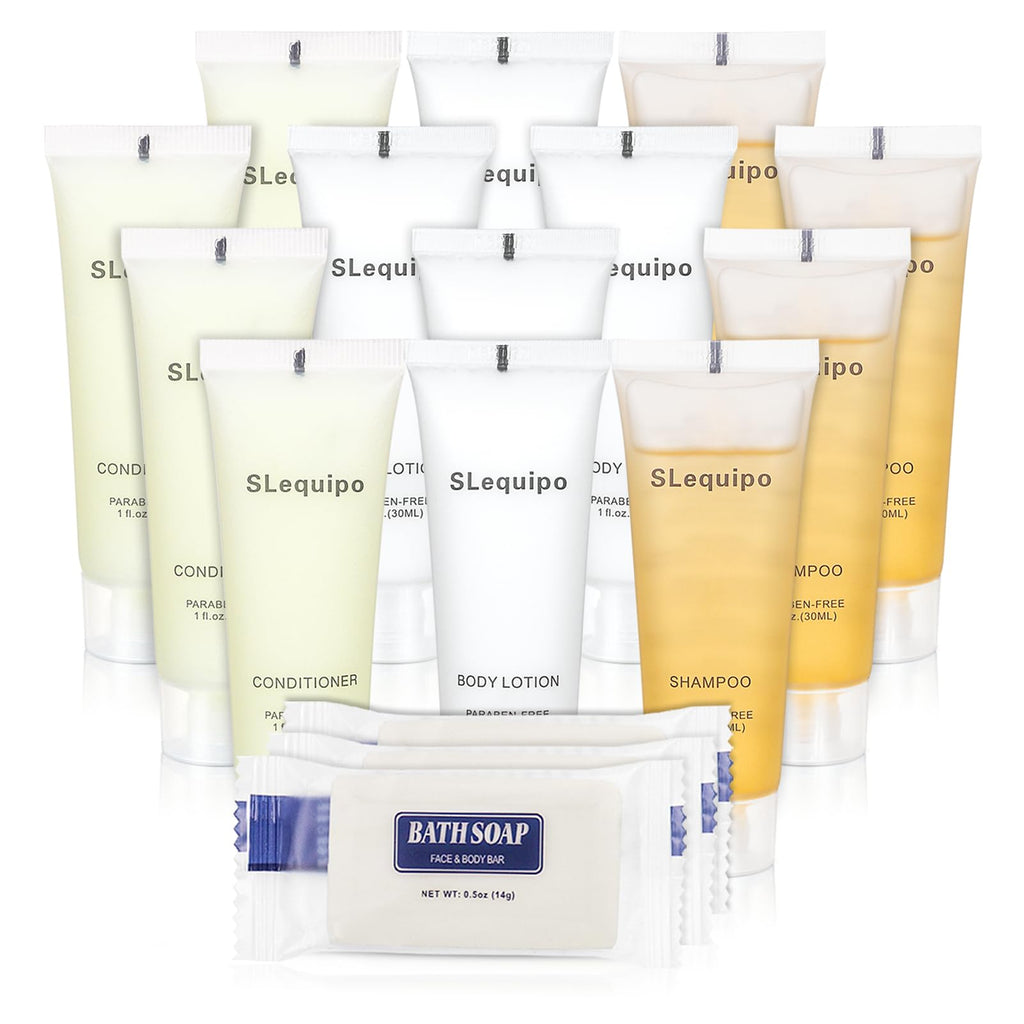 SLequipo 4-IN-1 Hotel Toiletries Bulk Set – 40 Travel Mini Bath & Body Essentials