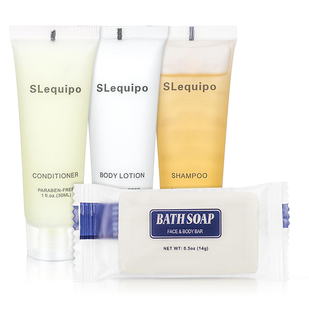 SLequipo 4-IN-1 Hotel Toiletries Bulk Set – 40 Travel Mini Bath & Body Essentials