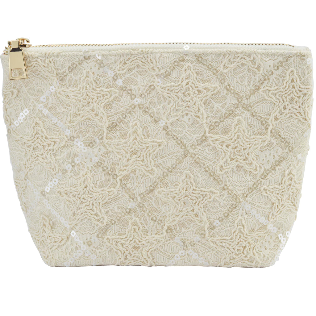 Sliimagetu Canvas Cosmetic Bag - Handmade Linen Makeup Pouch with Lace Embroidery | Large Capacity Boho Travel Organizer