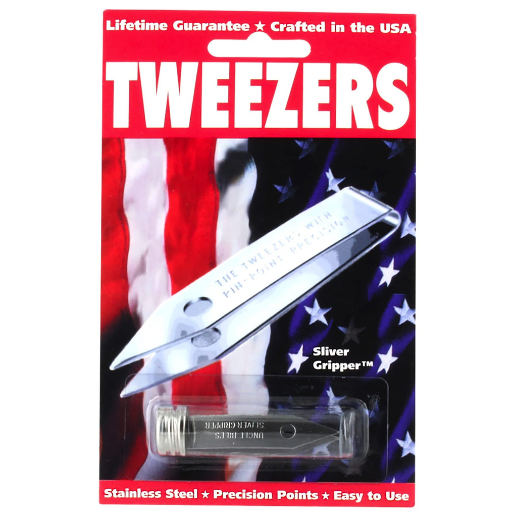 2 Pack Uncle Bill's Sliver Gripper Tweezers – USA-Made, Precision Ground Points
