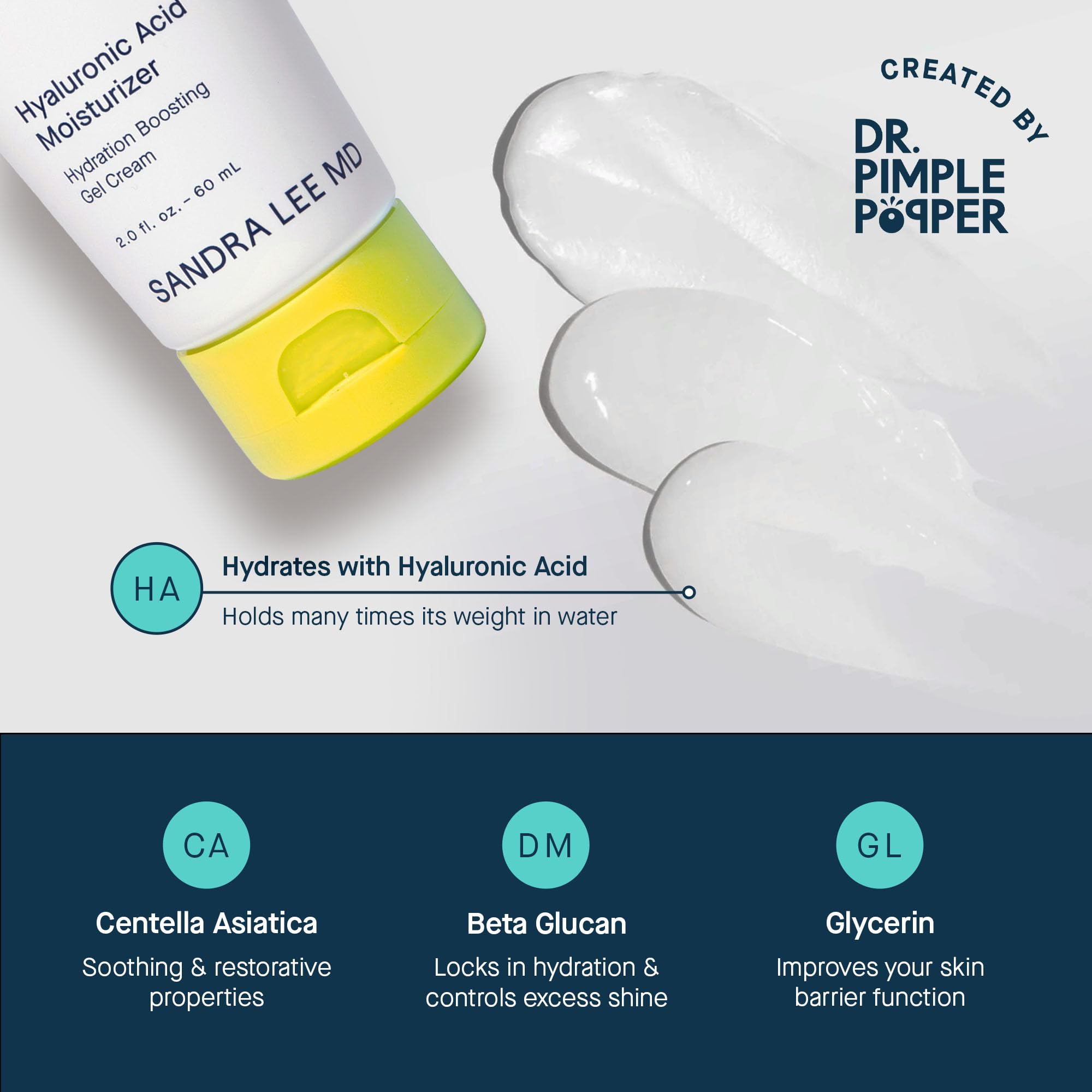SLMD by Dr. Pimple Popper Hyaluronic Acid Face Moisturizer – 2 oz, Lightweight, Oil-Free Hydration for All Skin Types