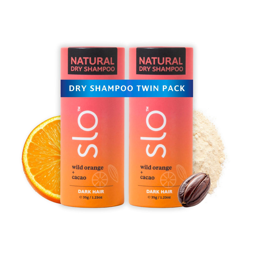 Slo Dry Shampoo for Dark Hair — Wild Orange + Cacao, 2-Pack | Natural, Vegan, Talc-Free