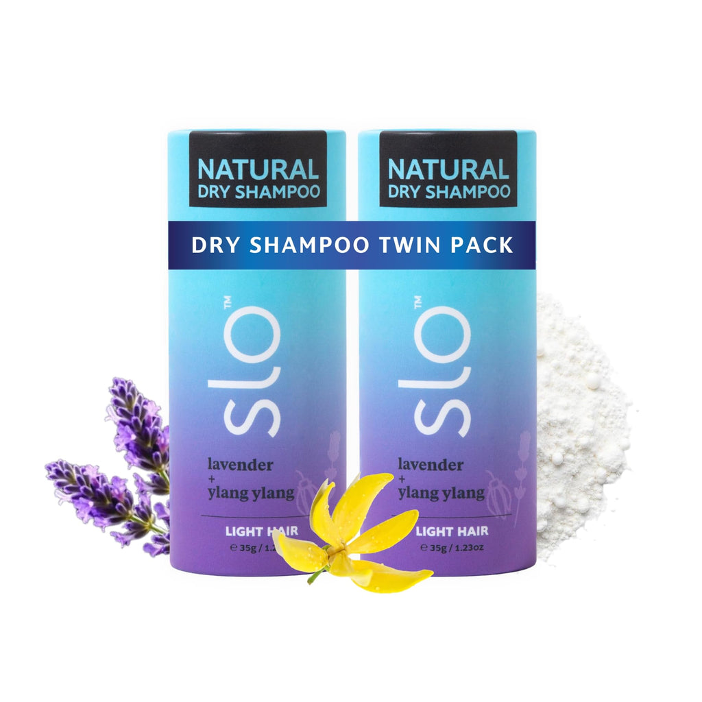 Slo Dry Shampoo Powder for Light Hair | Lavender + Ylang Ylang | 2 Pack (35g each) – All Natural, Vegan & Cruelty-Free, Talc-Free, Paper Packaging