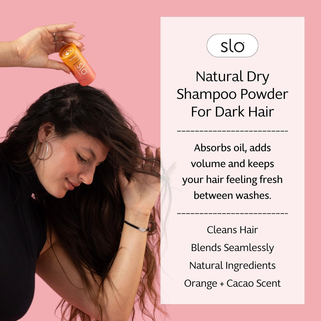 Slo Dry Shampoo for Dark Hair — Wild Orange + Cacao, 2-Pack | Natural, Vegan, Talc-Free