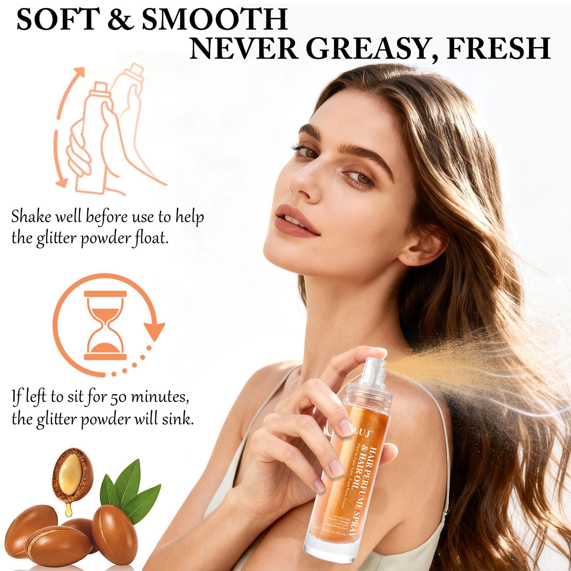 SLUJ Hair Perfume for Women – Argan Oil, Bronze Shimmer, Heat Protection