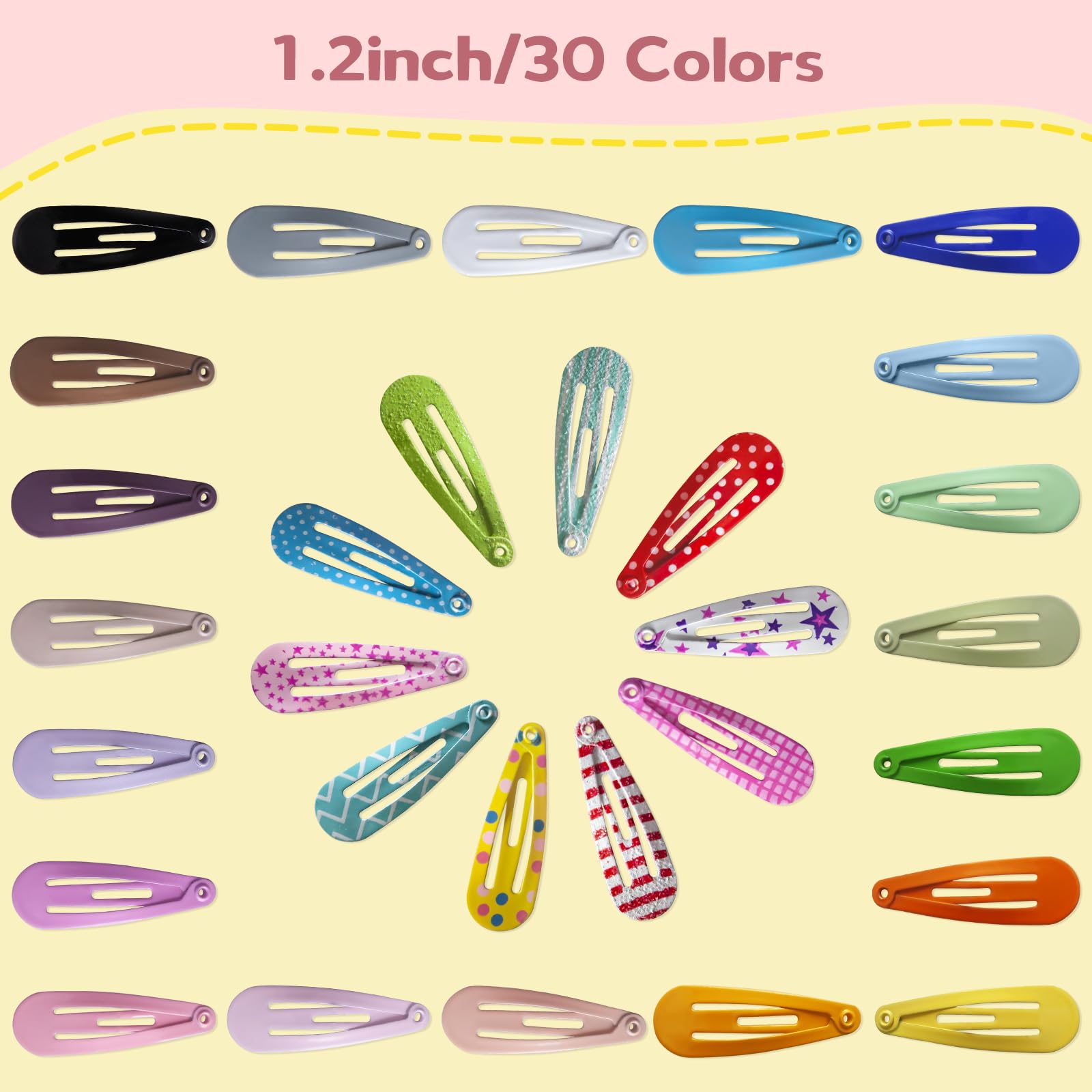 SLYFTE Premium Snap Mini Hair Clips – 120-Count, 30 Colors for Kids