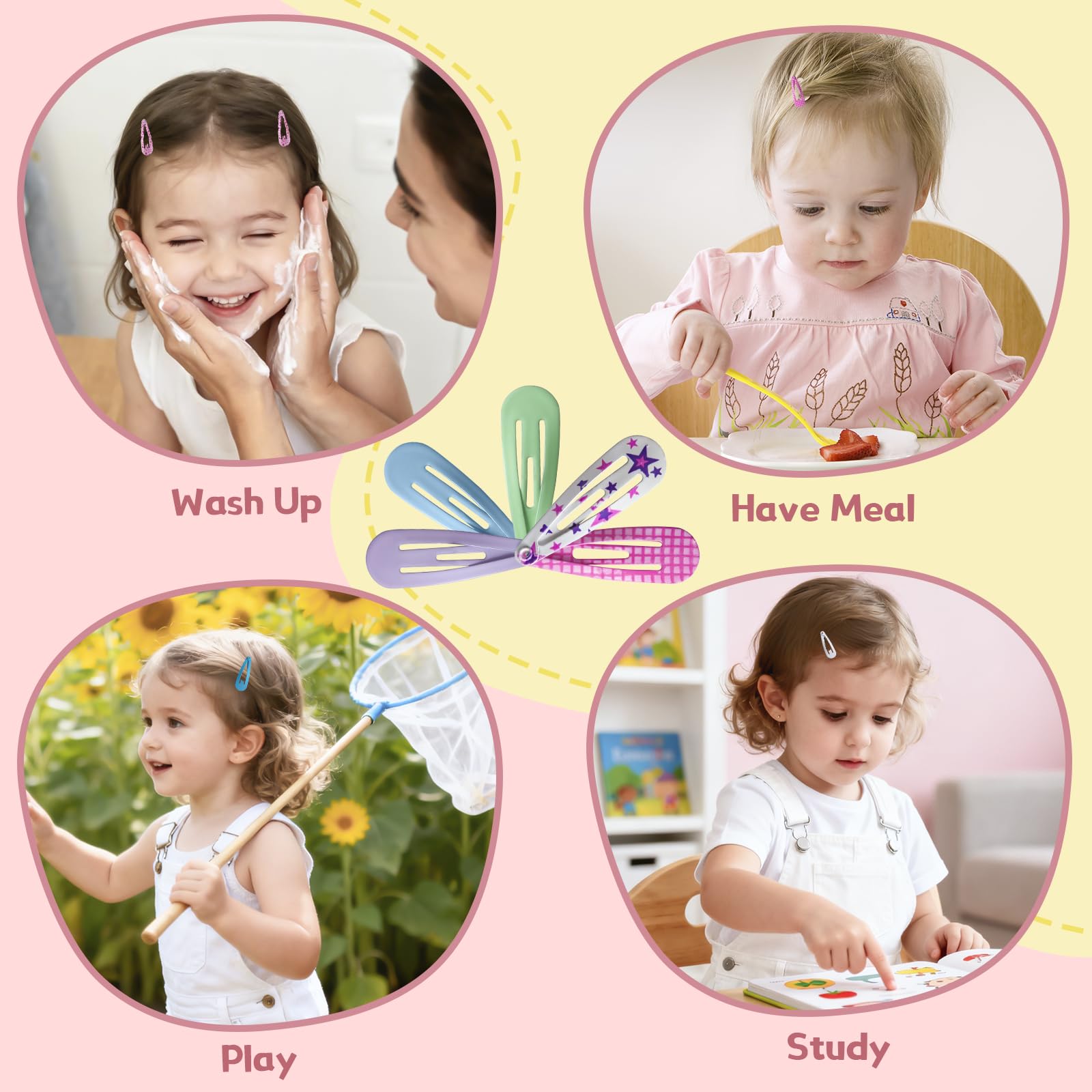 SLYFTE Premium Snap Mini Hair Clips – 120-Count, 30 Colors for Kids