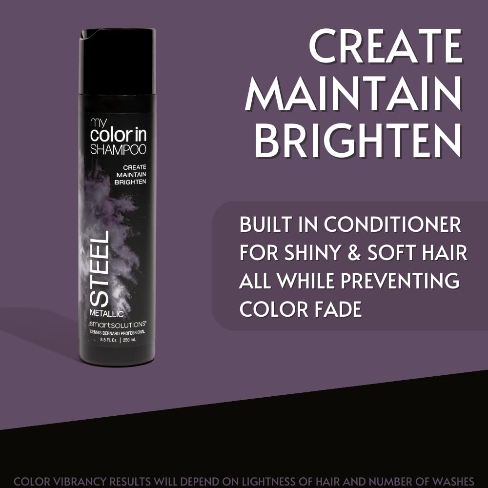 SMART SOLUTIONS My Color In Color Depositing Shampoo – Metallic Steel, Sulfate & Paraben Free, Made in USA