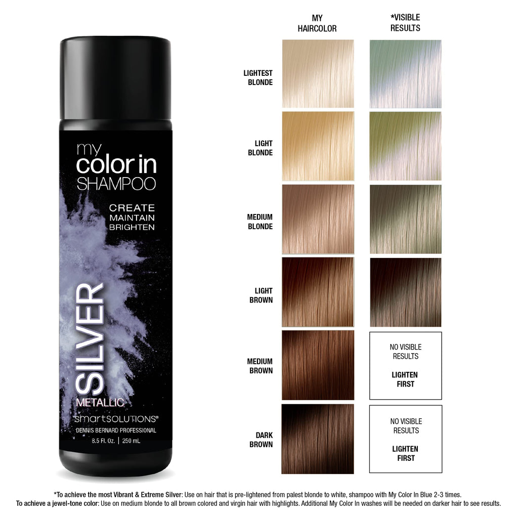 SMART SOLUTIONS My Color In Color Depositing Shampoo – Metallic Silver, Sulfate & Paraben Free, 8.5 fl oz, Made in USA (8 Colors)