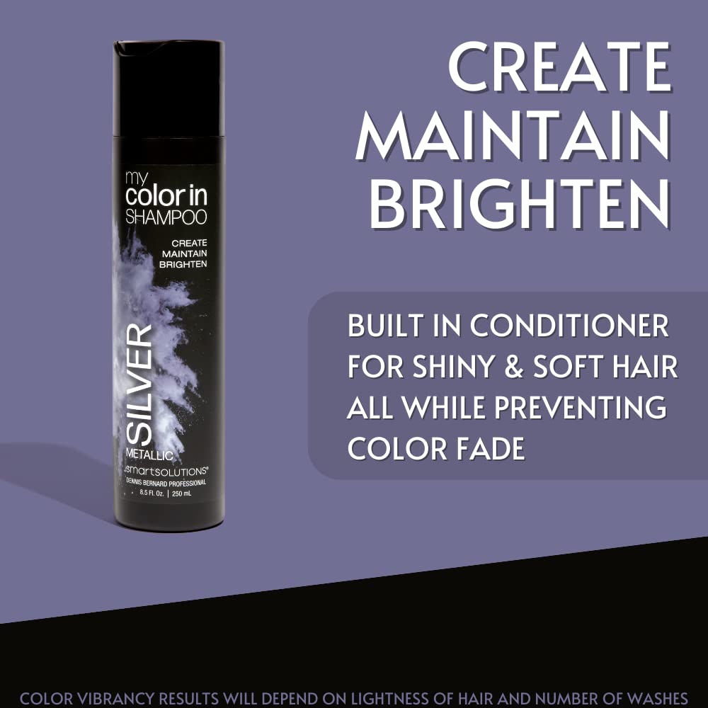 SMART SOLUTIONS My Color In Color Depositing Shampoo – Metallic Silver, Sulfate & Paraben Free, 8.5 fl oz, Made in USA (8 Colors)