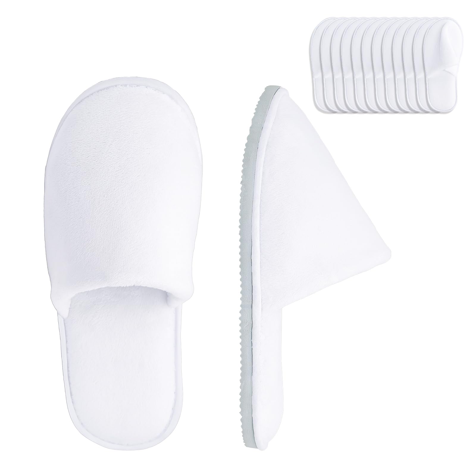 6/12 Pairs Disposable Slippers for Guests – SMDZME Unisex Bulk Spa Slippers, Non-Slip 8.5mm EVA Sole, Washable