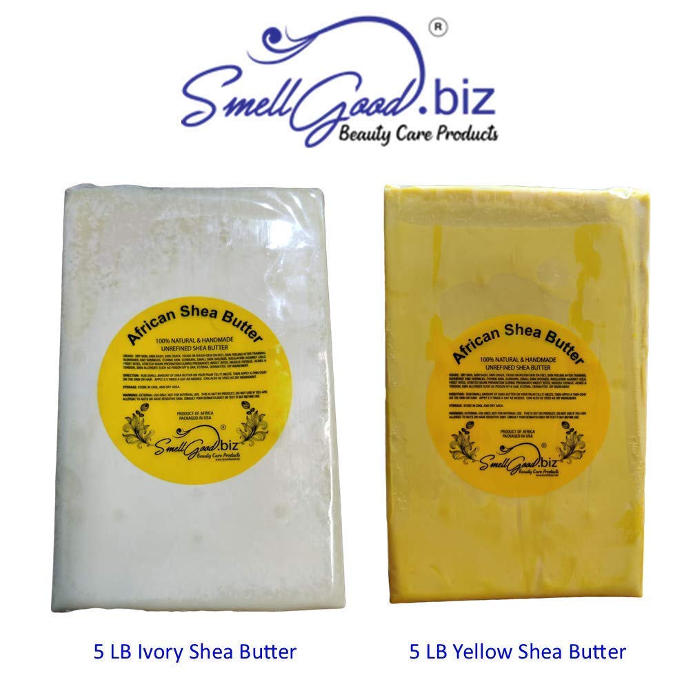 SmellGood Raw Unrefined Ivory Shea Butter – Top Grade Ghana 10 LBS