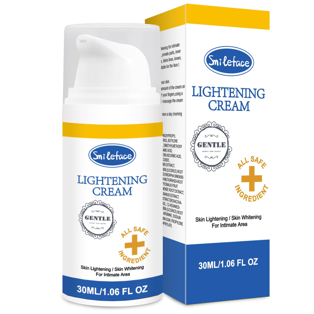 SMILEFACE Intimate Areas Skin Lightening Cream – Gentle Whitening for Private Parts, Underarms, Bikini, Inner Thighs (1.06 FL OZ)