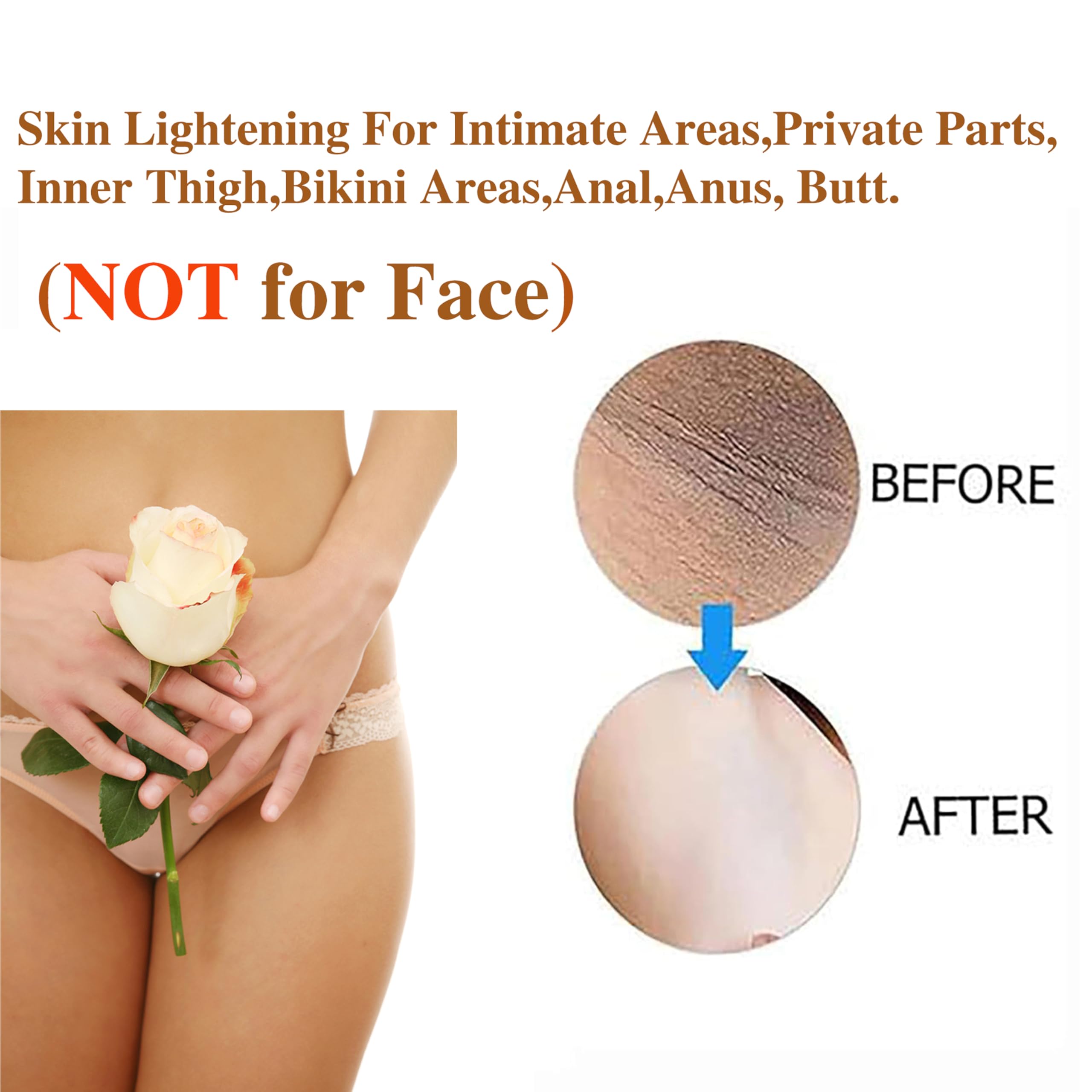 SMILEFACE Intimate Areas Skin Lightening Cream – Gentle Whitening for Private Parts, Underarms, Bikini, Inner Thighs (1.06 FL OZ)