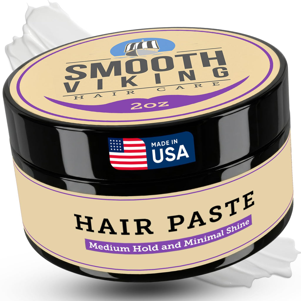 Smooth Viking Beard Care Hair Paste for Men - Medium Hold, Minimal Shine, 2oz