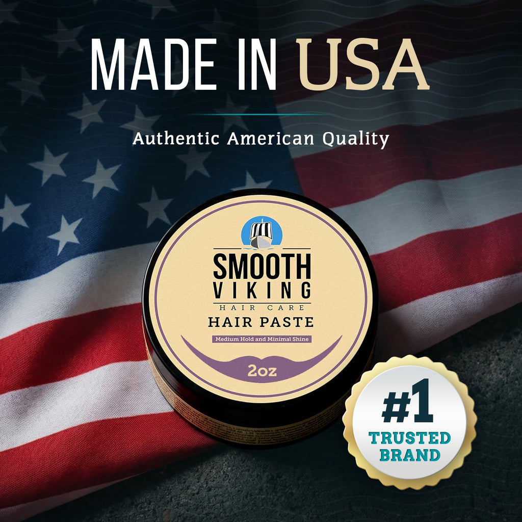 Smooth Viking Beard Care Hair Paste for Men - Medium Hold, Minimal Shine, 2oz
